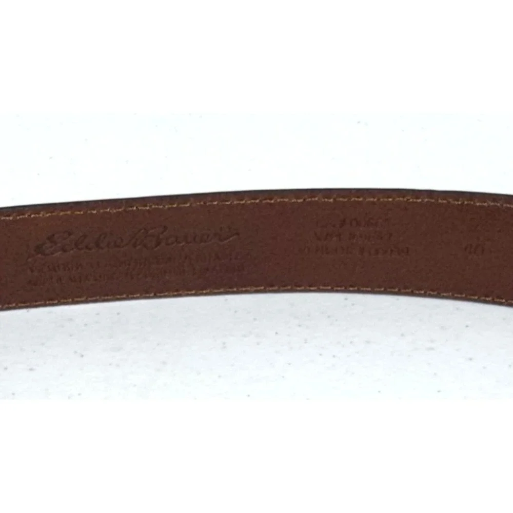 Eddie Bauer Mens Leather Dress Belt Size 40‎ Dark Brown Silver Buckle Classic